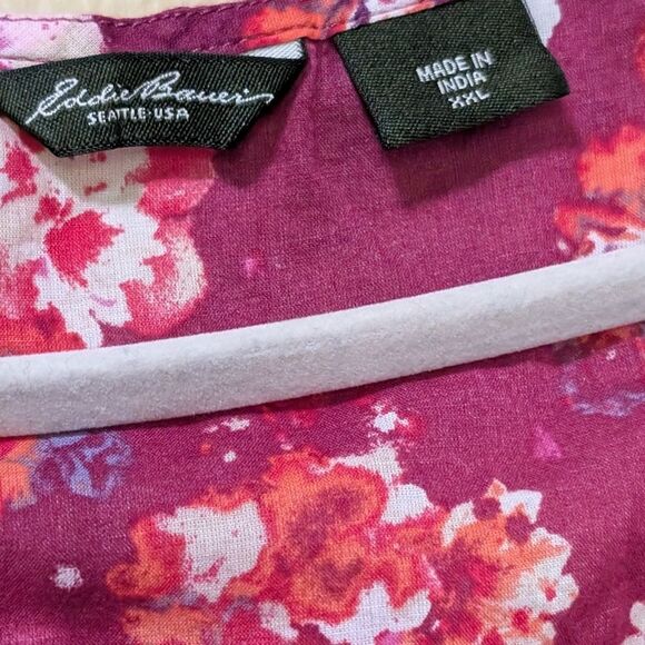 Eddie Bauer 100% cotton floral tank top pink/red size XXL - Picture 3 of 11